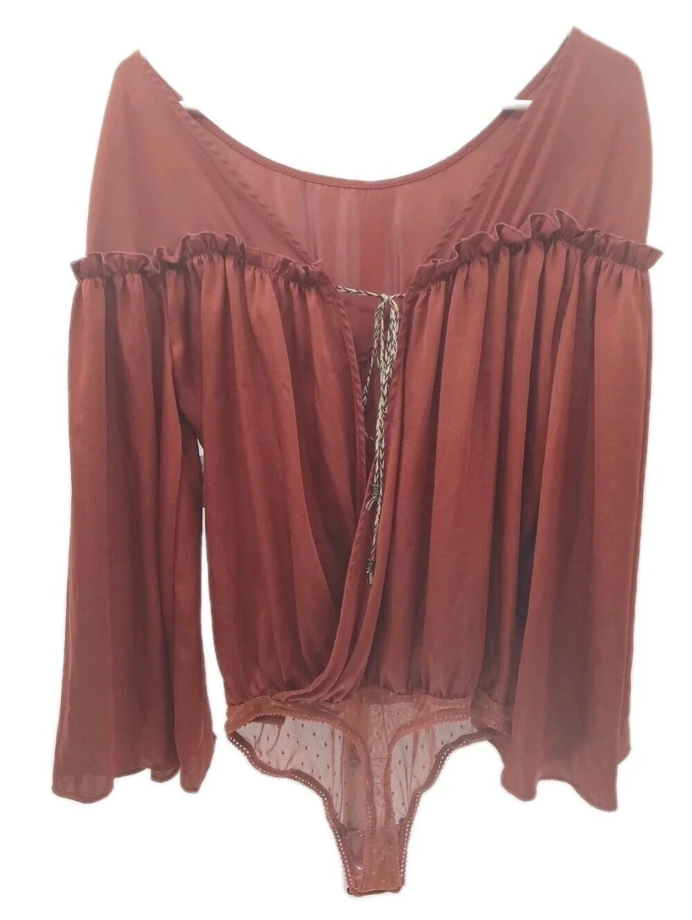 Intimately Free People She's A Natural Bodysuit Womens Medium Orange Cherry Chai